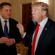 Elon Musk listens intently as President Donald Trump spews word diarrhea at the White House on February 3, 2017
